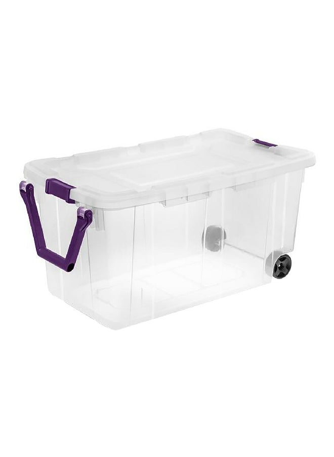 Sterilite - Stackable Space Saving Wheeled Storage Box with Handle Clear and Purple 151 L 14681702 - Image 1