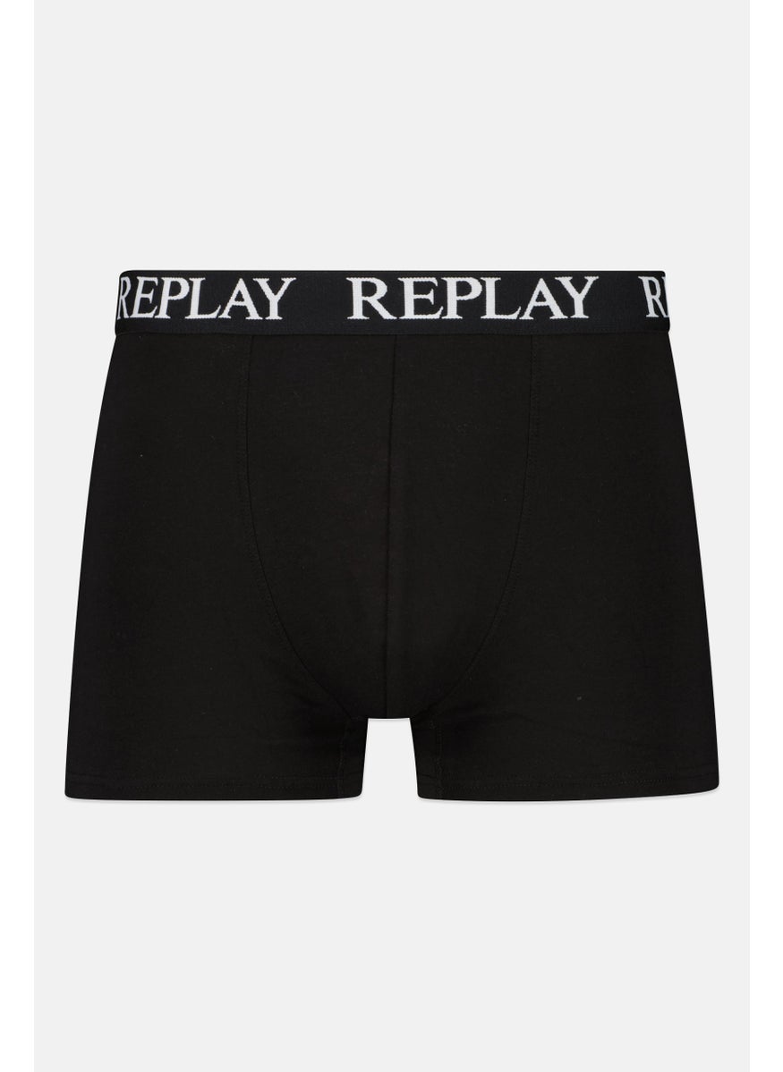Replay Men 2 Pack Brand Logo Boxer Brief, Black  - Image 1