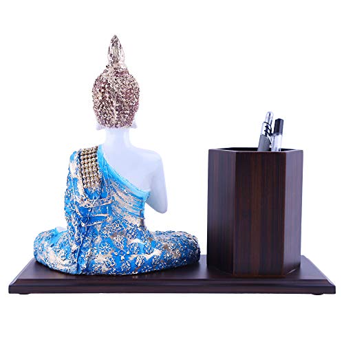 MARINER'S CREATION Wooden Pen Stand Holder with Buddha Statue for Home and Office Decor - Image 5
