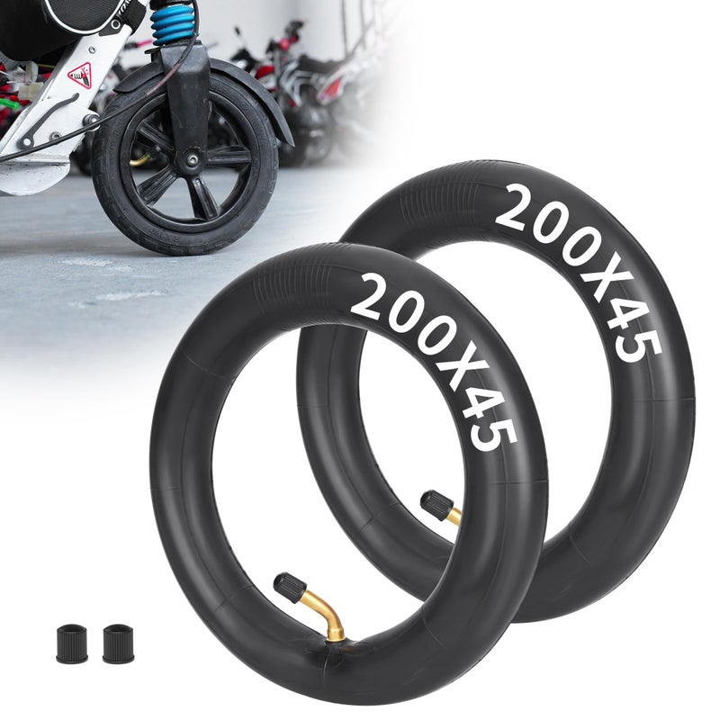 RUTU 2 Pack of Inner Tube 200 x 45 Inner Tube 8 x 1 1/4 with Bent Stem for A-Bike Folding Bike Butyl Rubber - Image 1