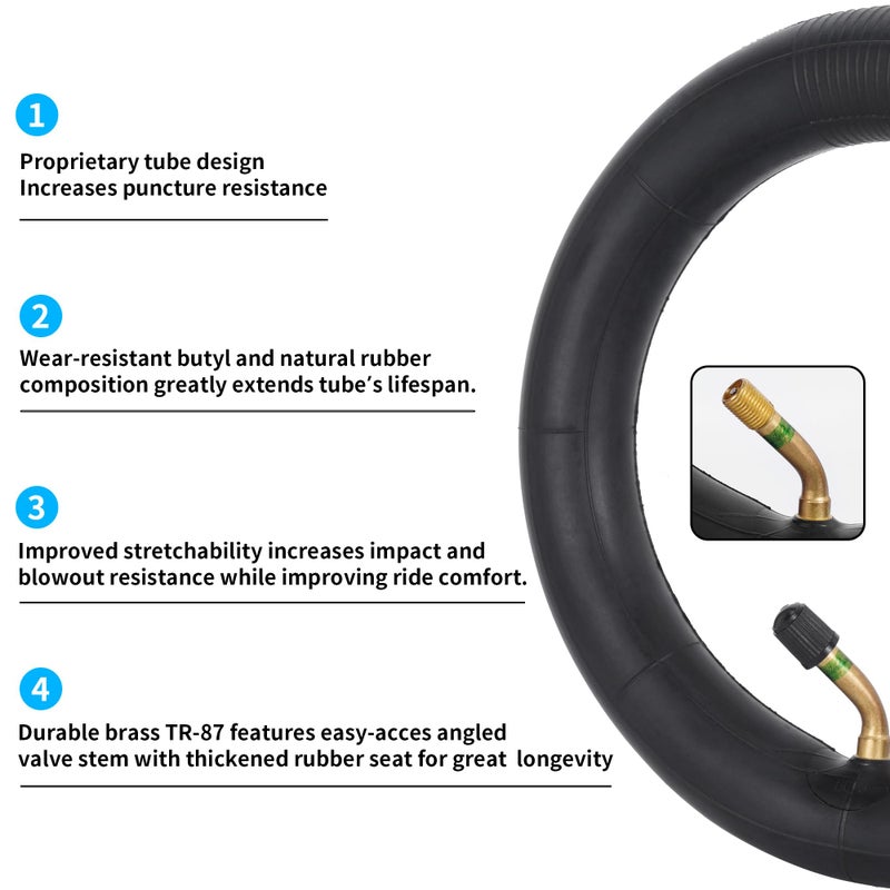 RUTU 2 Pack of Inner Tube 200 x 45 Inner Tube 8 x 1 1/4 with Bent Stem for A-Bike Folding Bike Butyl Rubber - Image 3
