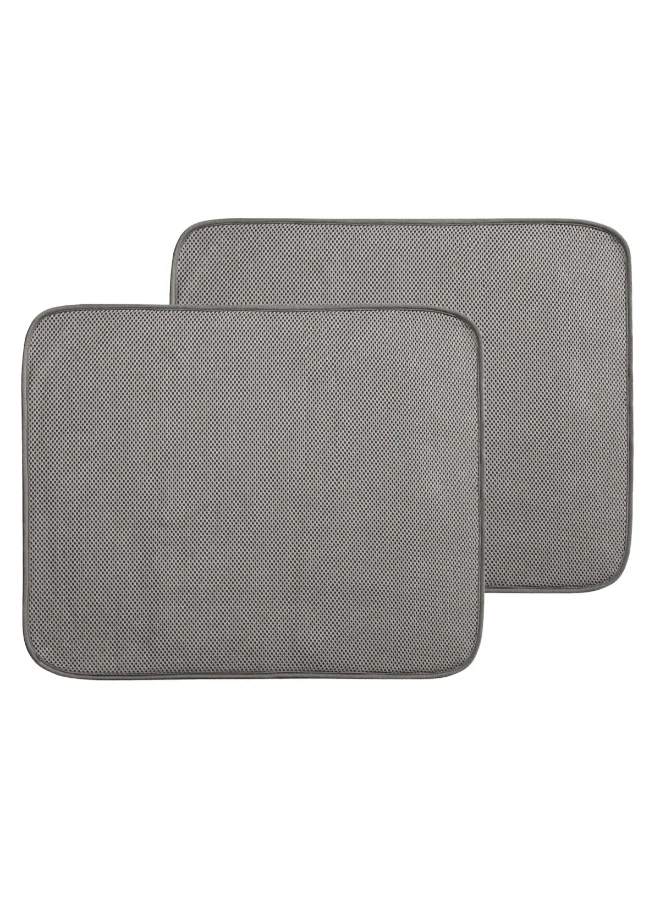 InterDesign Polyester Large Dish Kitchen Sink Drying Mat Grey 16 x 18 x 18 Inch 40132ES