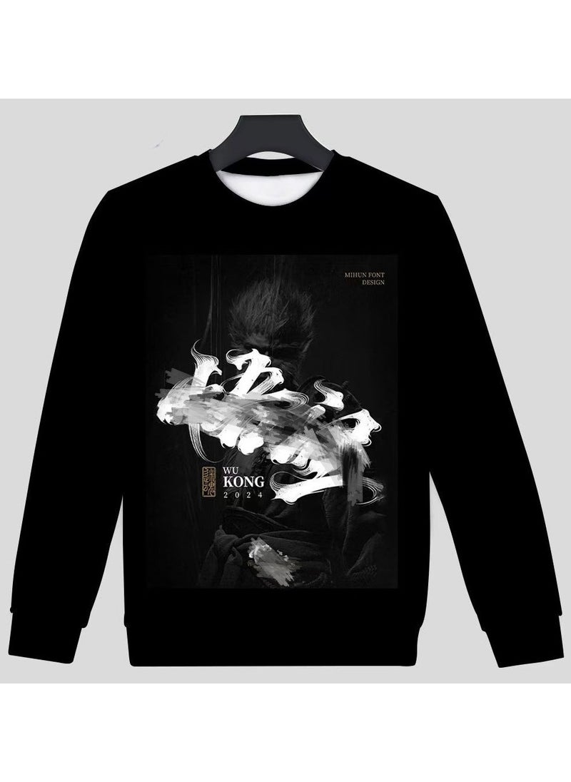 MQD Black Mythical Loose Round Neck Hoodie 
