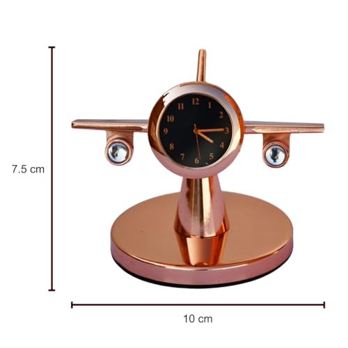Saugat Traders Rotating Analog Airplane Table Clock Showpiece - Aeroplane Clock for Office Desk, Study Table - Corporate Gift for Client, Employees, Men, Boys (Copper), 10x7.5 Cm - Image 2
