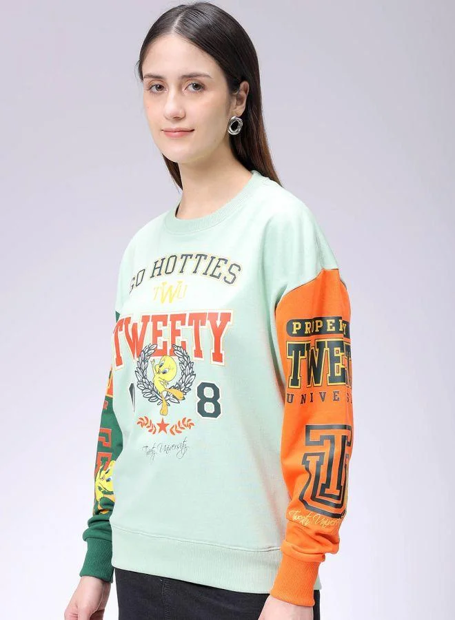 Women Boxy Fit Looney Tunes Oversized Sweatshirt