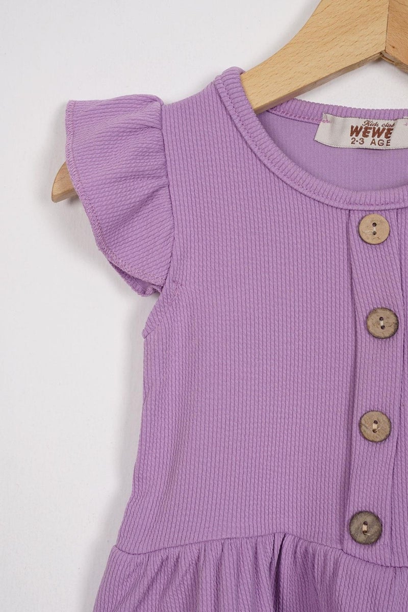 Zepkids Skirt with Frilled Button Detail Lilac Color Girl's Tights Set  - Image 2
