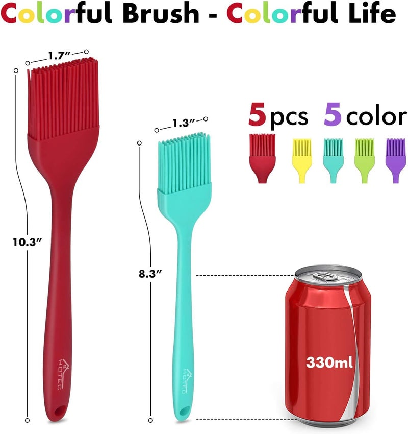 hotec 600℉ Heat Resistant BPA Free Silicone Marinading Meat Grill Basting Pastry Brush for Oil Butter Sauce Sausages Desserts Turkey Baster Grill Barbecue, Multicolor - Image 2