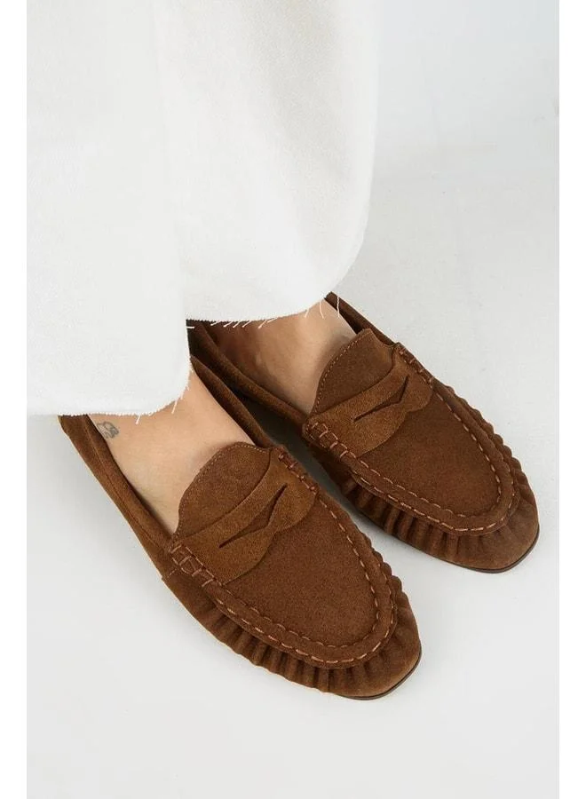 Manijero  Tuubi Women's Genuine Leather Pleated Loafer Taba Shoes. for Women | Best Price UAE