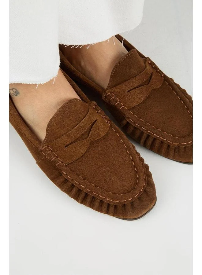 Manijero  Tuubi Women's Genuine Leather Pleated Loafer Taba Shoes. for Women | Best Price UAE