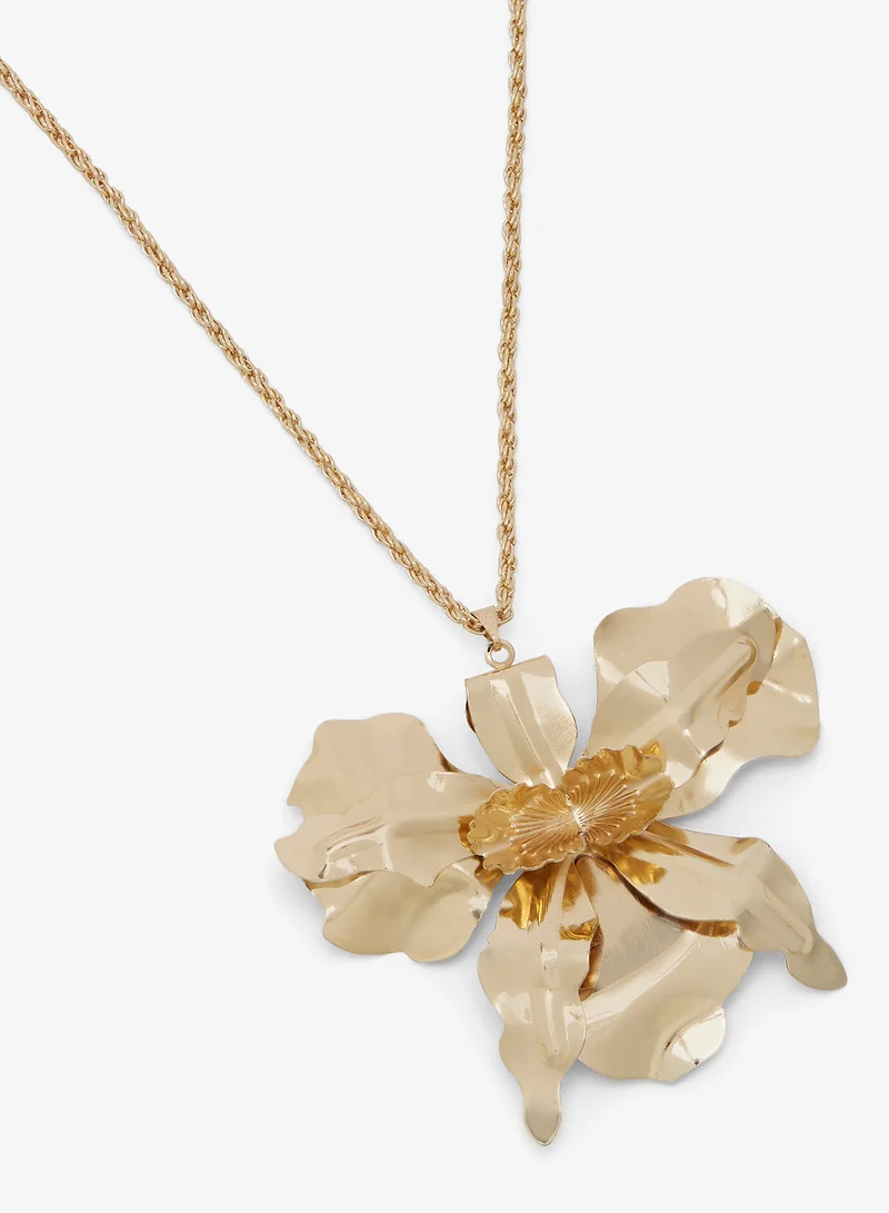 ELLA Gold Necklace Cuff with Flower Charm