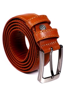 Andora Double Belt Loops Plain Leather Belt - Havana  - Image 1