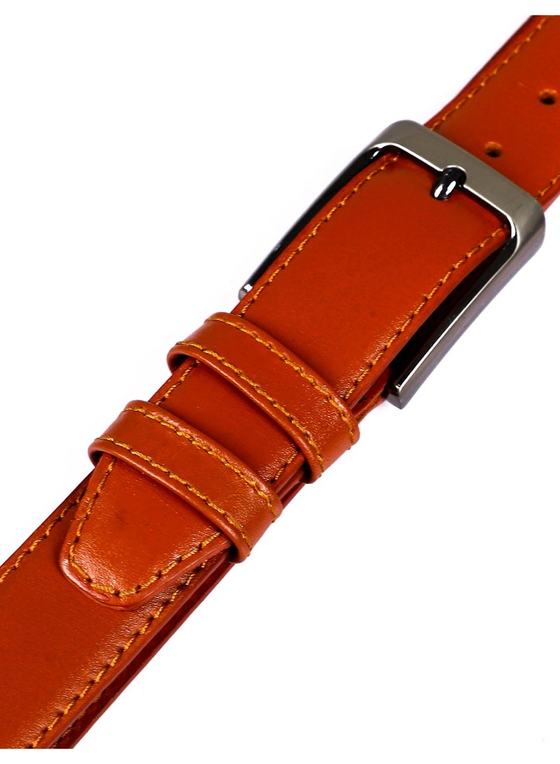 Andora Double Belt Loops Plain Leather Belt - Havana - Image 2