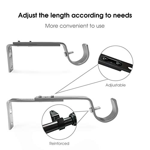 IHRDNNR Curtain Rod Holders Silver Heavy Duty Adjustable Rod Brackets for 7/8 or 1 Inch Rods, Set of 3 (Silver) - Image 2