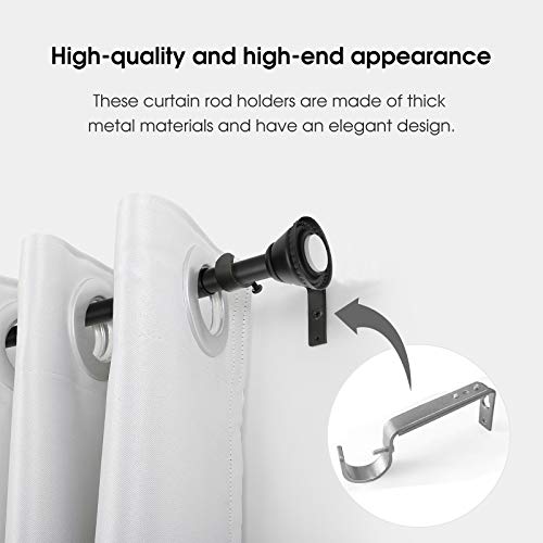 IHRDNNR Curtain Rod Holders Silver Heavy Duty Adjustable Rod Brackets for 7/8 or 1 Inch Rods, Set of 3 (Silver) - Image 4