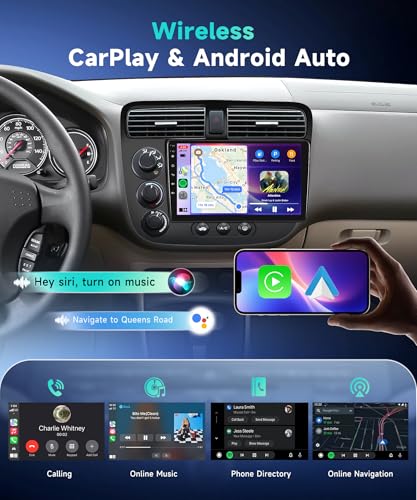 VECHTEL 2G+64G Android 13 Car Stereo for Honda Civic 2001-2005 with Wireless Carplay Android Auto, 9 Inch Touch Screen Radio Support GPS, WiFi, Bluetooth, FM, SWC, Backup Camera - Image 5