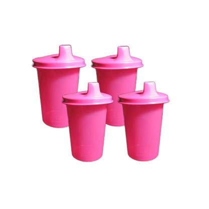 Tupperware Set 4 Pink Kids Bell Tumblers with Pink Sipper Sippy Seals