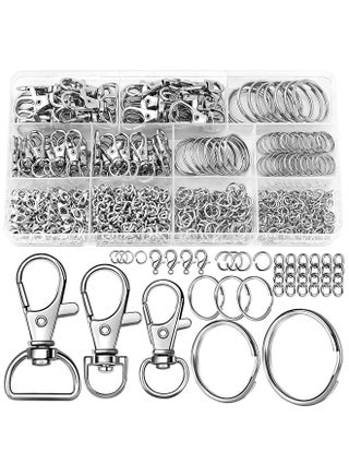 265 Pcs Keychain Kit Silver Metal Keychain Clips Hooks with Key Rings Lobster Claw Clasps Key Chain Accessories for Lanyard Bracelets Making Crafts