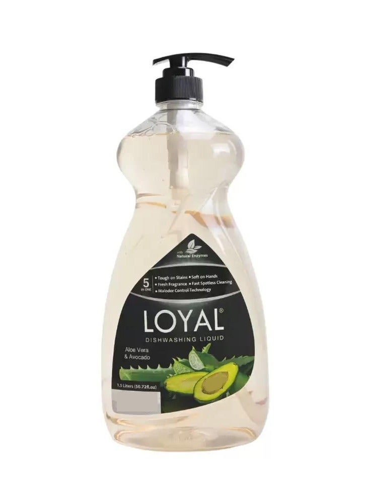 loyal 5 In 1 Dishwashing Liquid With Aloe Vera & Avocado Fragrance 1.5 Ltrs - Image 1