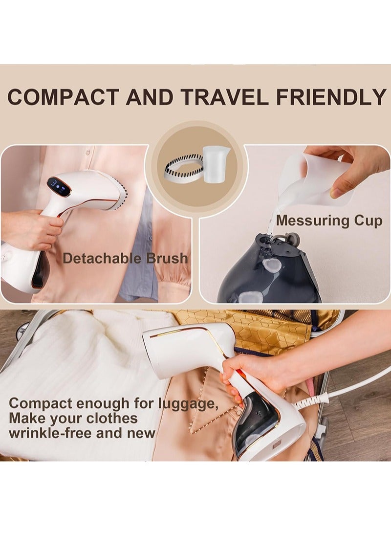 يواوليتي مكواة بخار للملابس، مكواة بخار محمولة باليد مزودة بخزان بخار وماء لإزالة التجاعيد للاستخدام المنزلي، في السكن الجامعي، والسفر (لون أبيض) - Image 5