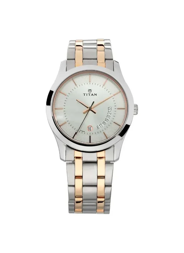 تيتان Titan Quartz Analog with Date Watch for Men Silver Dial With Stainless Steel Strap