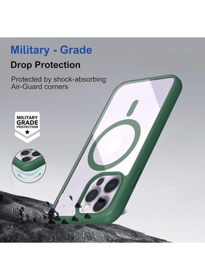 Magnetic Case for Iphone 11 Pro max Case [Compatible with wireless charging] [Shockproof Military Grade], Transparent Back Slim Bumper Cover Phone Case for iphone 11 pro max  (green) - Image 4