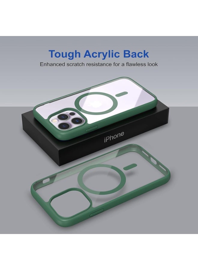 Magnetic Case for Iphone 11 Pro max Case [Compatible with wireless charging] [Shockproof Military Grade], Transparent Back Slim Bumper Cover Phone Case for iphone 11 pro max  (green) - Image 3
