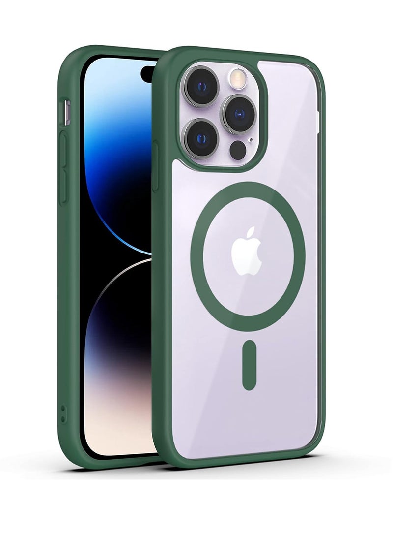 Magnetic Case for Iphone 11 Pro max Case [Compatible with wireless charging] [Shockproof Military Grade], Transparent Back Slim Bumper Cover Phone Case for iphone 11 pro max  (green) - Image 1