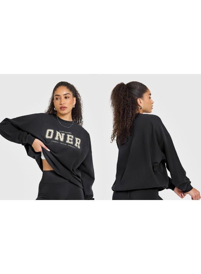 Oner Crew Neck Fleece Oversized Sweatshirt - Fashionable and Versatile