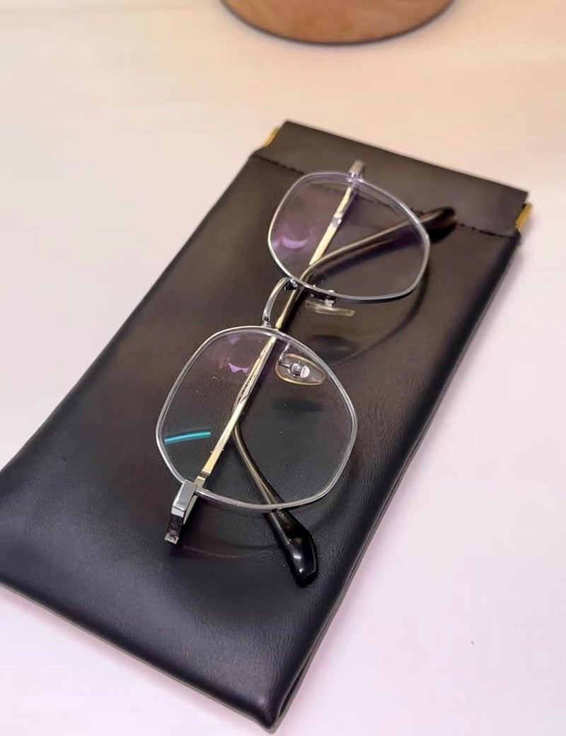 LANLANG 3 Pack Eyeglasses Cases - Soft PU Leather, Portable Sunglasses Pouch, Waterproof, Automatic Closing, Black - Image 2