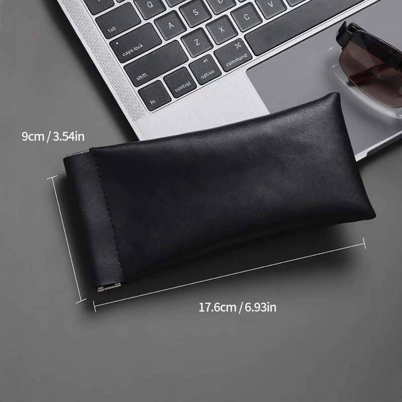 LANLANG 3 Pack Eyeglasses Cases - Soft PU Leather, Portable Sunglasses Pouch, Waterproof, Automatic Closing, Black - Image 3