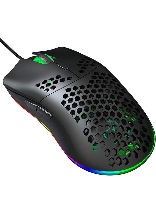 KUYING J900 USB Wired Gaming Mouse RGB with Six Adjustable DPI Black - Image 1