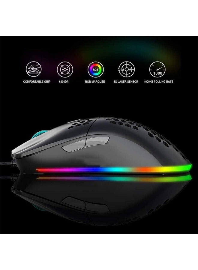 KUYING J900 USB Wired Gaming Mouse RGB with Six Adjustable DPI Black - Image 2