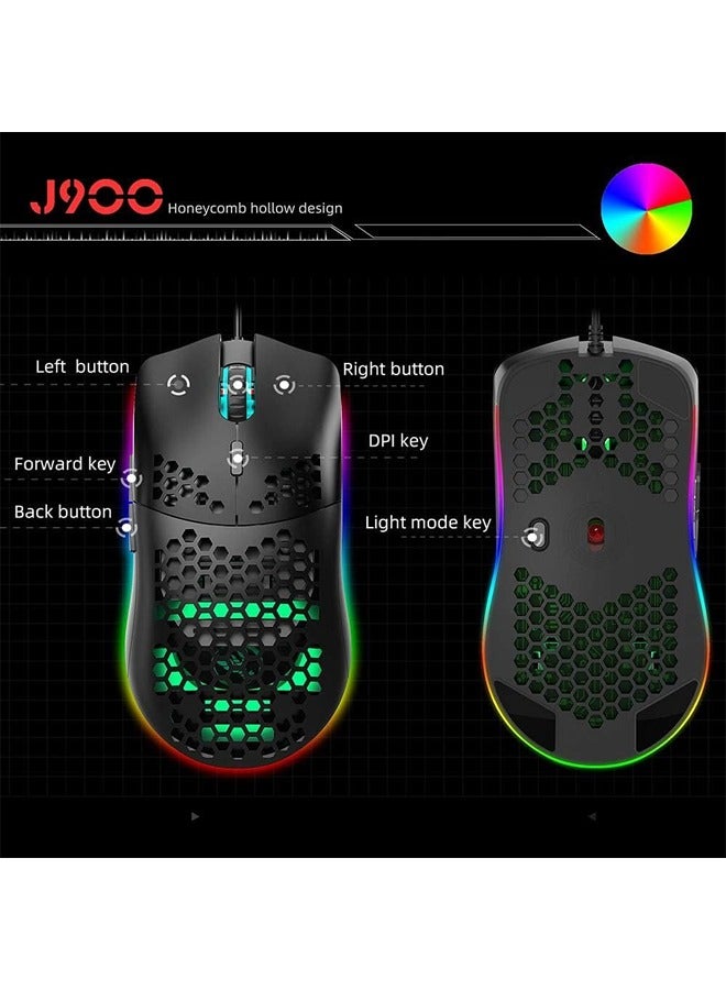 KUYING J900 USB Wired Gaming Mouse RGB with Six Adjustable DPI Black - Image 4
