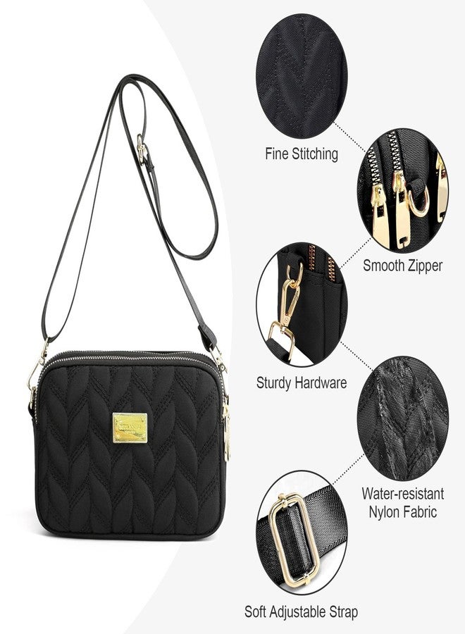 WITERY Small Crossboby Purse for Women - Waterproof Nylon Crossbody Phone Bag Shoulder Bag with Adjustable Strap, Lightweight Ladies Quilted Multi-Pocket Small Purses Travel Handbags - Image 5