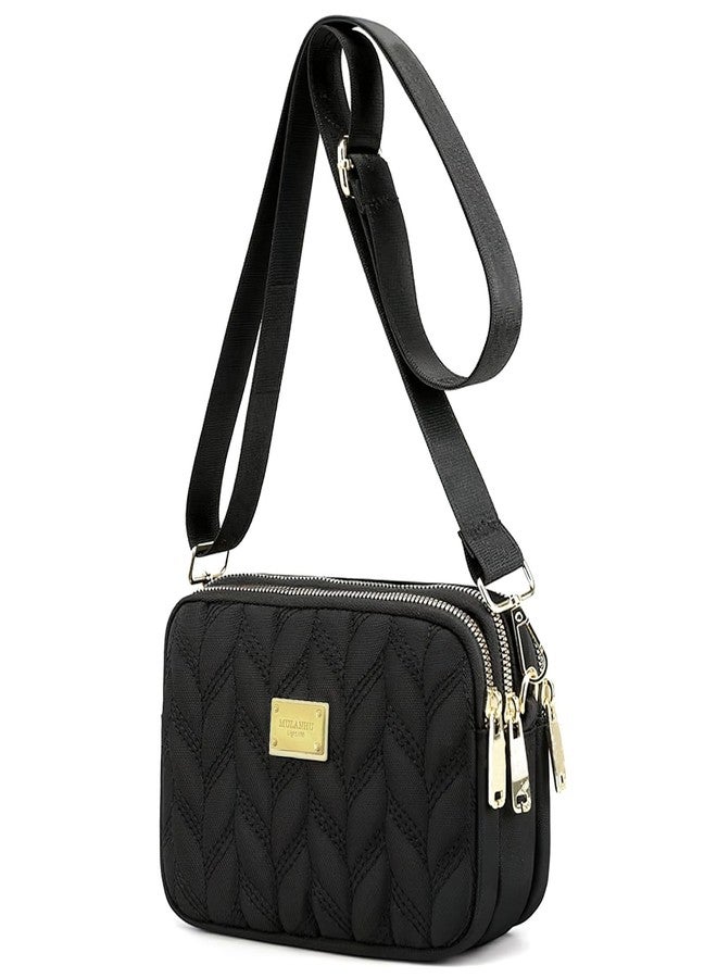 WITERY Small Crossboby Purse for Women - Waterproof Nylon Crossbody Phone Bag Shoulder Bag with Adjustable Strap, Lightweight Ladies Quilted Multi-Pocket Small Purses Travel Handbags - Image 1