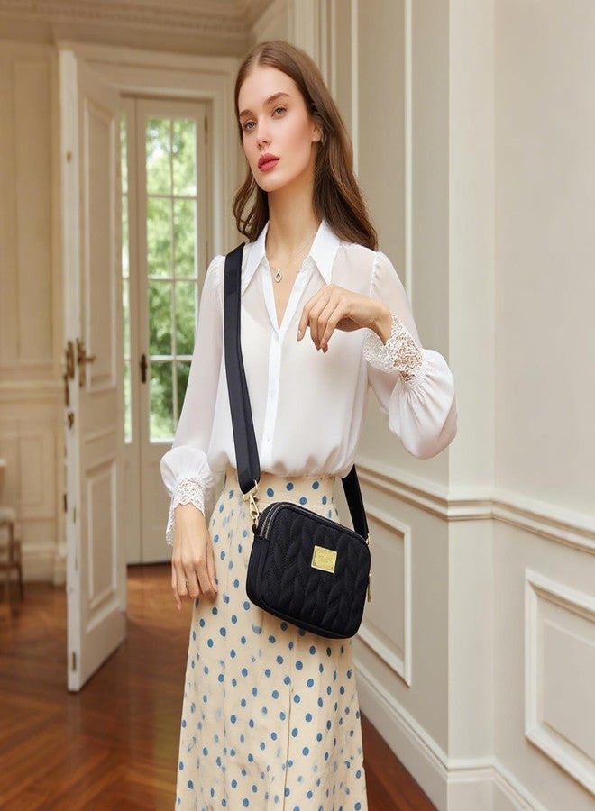 WITERY Small Crossboby Purse for Women - Waterproof Nylon Crossbody Phone Bag Shoulder Bag with Adjustable Strap, Lightweight Ladies Quilted Multi-Pocket Small Purses Travel Handbags - Image 2