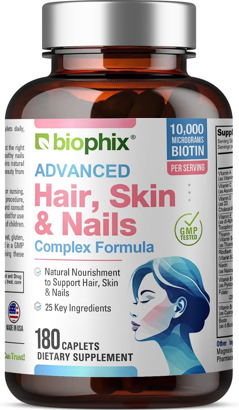 Biophix Advanced Hair, Skin & Nails 180 Caplets for Women - Image 1