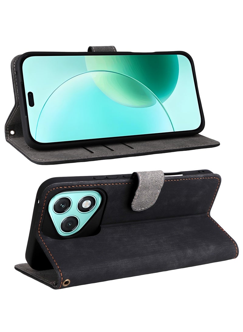 For Honor 400 Lite Flip Cover with Detachable lanyard, PU Leather Full Body Protection Shockproof Flip Mobile Phone Case, RFID Anti-theft Brush Folio Wallet Case  - Image 2