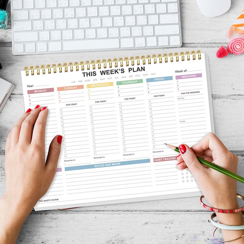 Tuun Fuplan Undated Weekly Planner - 8.5" x 11" Undated Daily Productive Weekly To Do List Notepad for Home, Work, School, Projects, 52 Weeks, Clean Colorful Design - Image 5