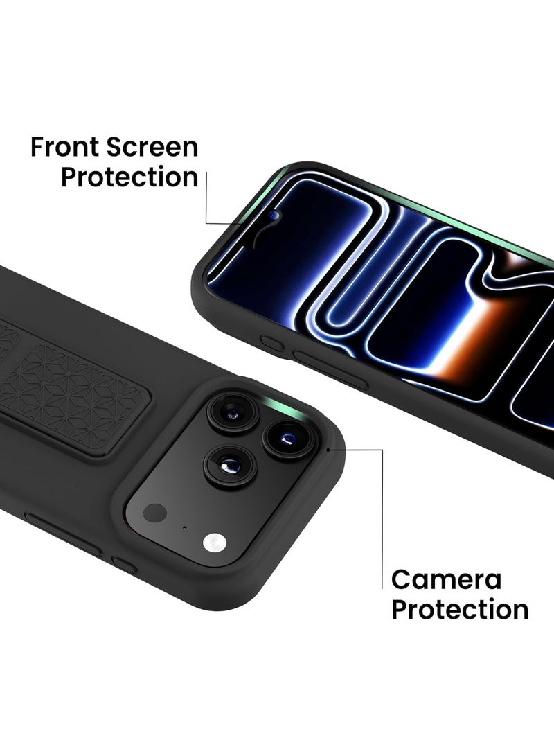 ACLIX iPhone 17 Pro Max Case with Kickstand and Hand Strap, Magnetic Silicone Slim Cover [Car Mount Compatible], 3-Way Vertical/Horizontal Stand & Grip, Shockproof Protective Shell | Black - Image 5