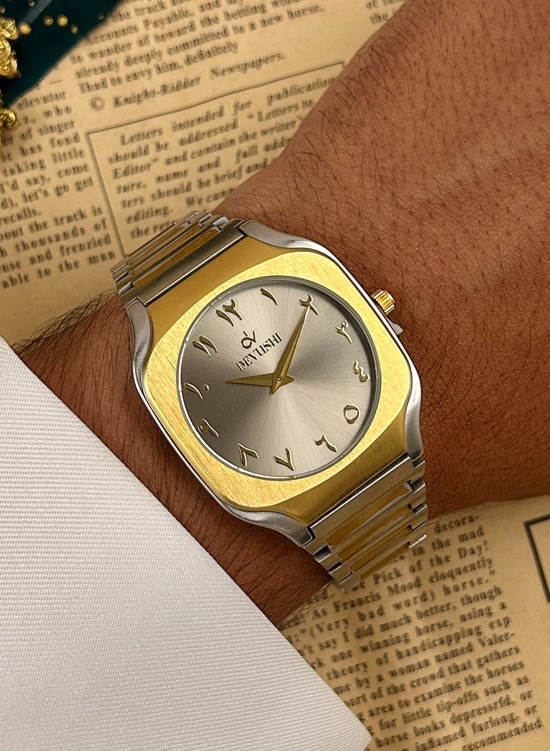 ديفوشي ساعة يد رجالية فاخرة ستانلس ستيل بحروف عربية – وجه كلاسيكي | ديفوشي - Image 1