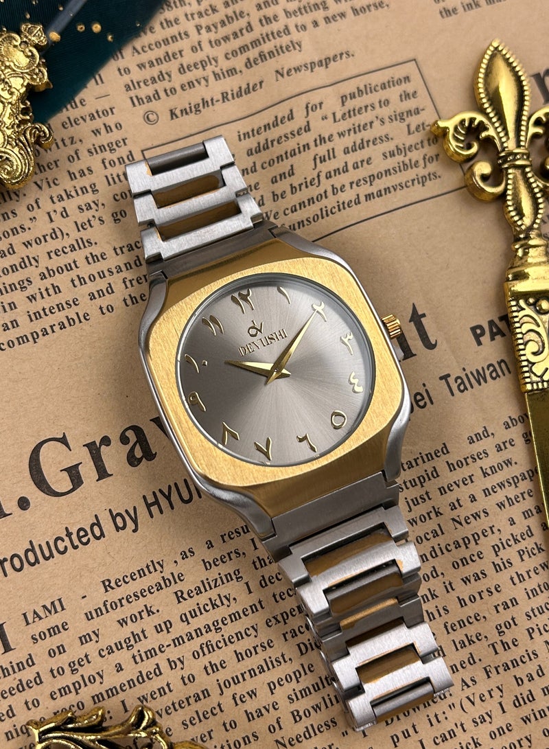 ديفوشي ساعة يد رجالية فاخرة ستانلس ستيل بحروف عربية – وجه كلاسيكي | ديفوشي - Image 2