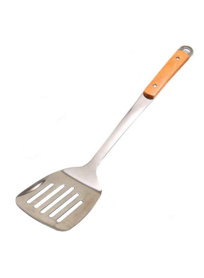 Naidev Flipper Kitchen Cooking Stainless Steel Utensils Set Wooden Handle Egg Flipper Gadgets Spatula Set Hook,Slotted Turner (Turner, 1) - Image 1
