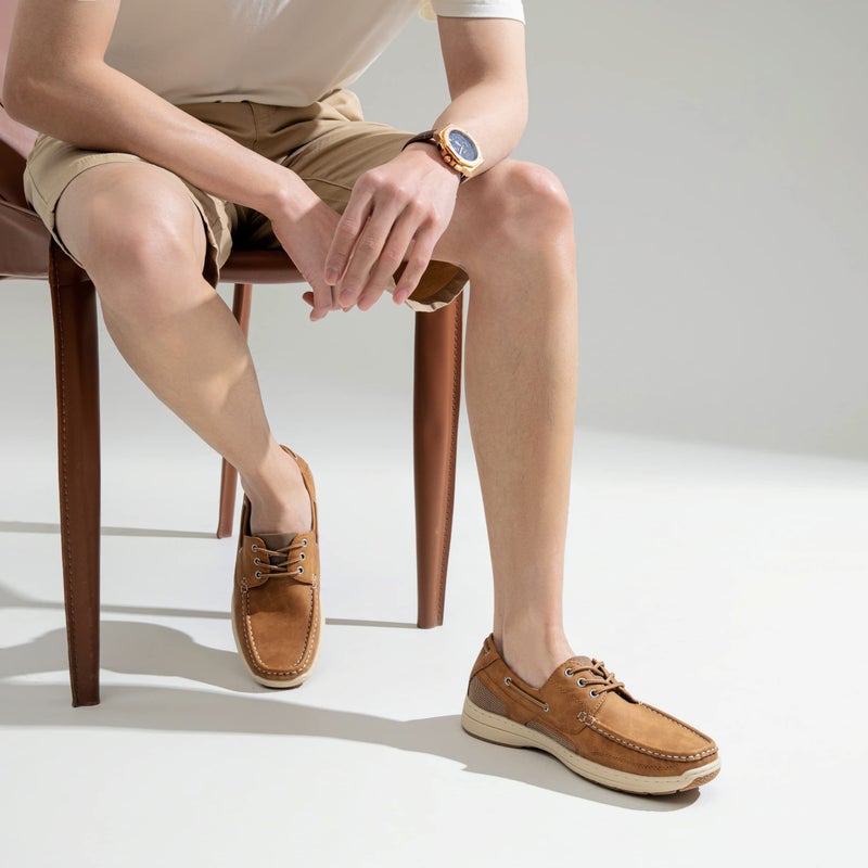 Vostey Men's Loafers & Slip-ons 3-Eye Boat Shoes Men Comfortable Casual Loafers for Men (BMY3005 tan 10.5) - Image 2