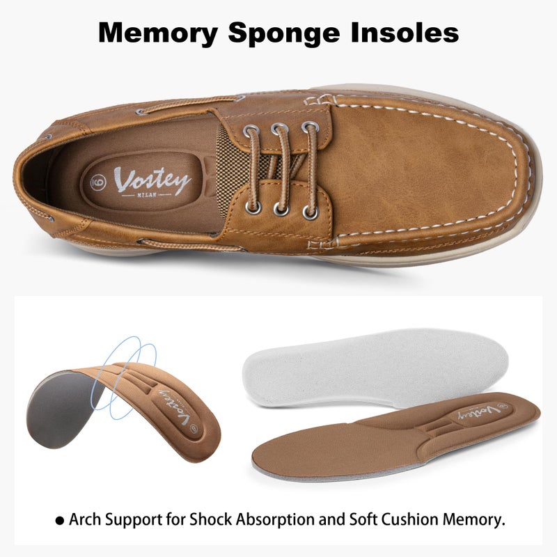 Vostey Men's Loafers & Slip-ons 3-Eye Boat Shoes Men Comfortable Casual Loafers for Men (BMY3005 tan 10.5) - Image 5