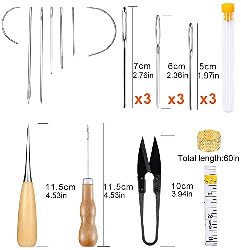 SIMXEN DIY Leather Sewing Tools Hand Stitching Tool Set with Groover Awl Waxed Thread Thimble Kit- (Multicolor) - Image 4