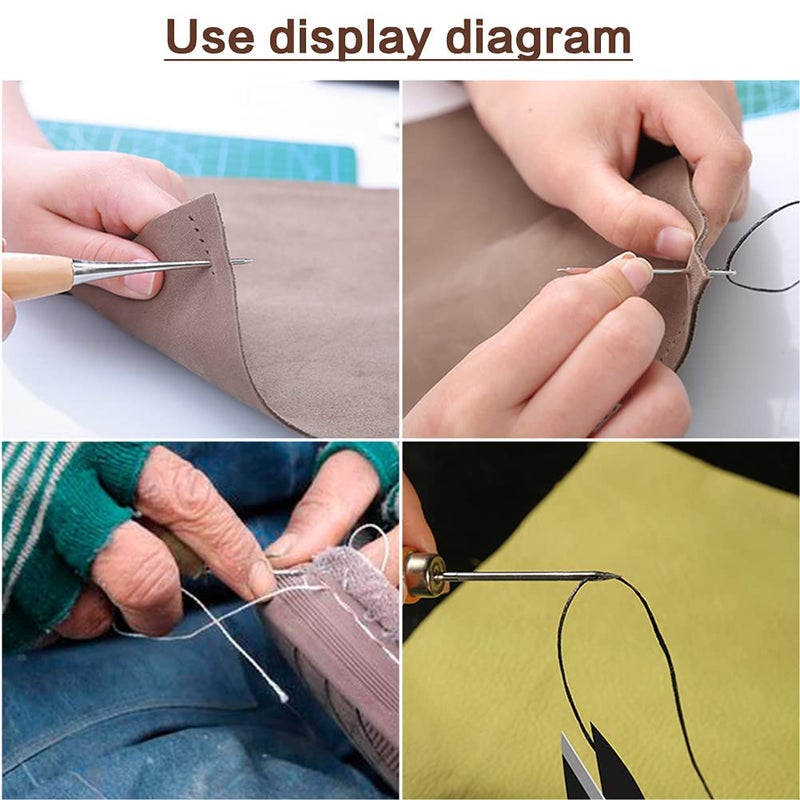 SIMXEN DIY Leather Sewing Tools Hand Stitching Tool Set with Groover Awl Waxed Thread Thimble Kit- (Multicolor) - Image 5