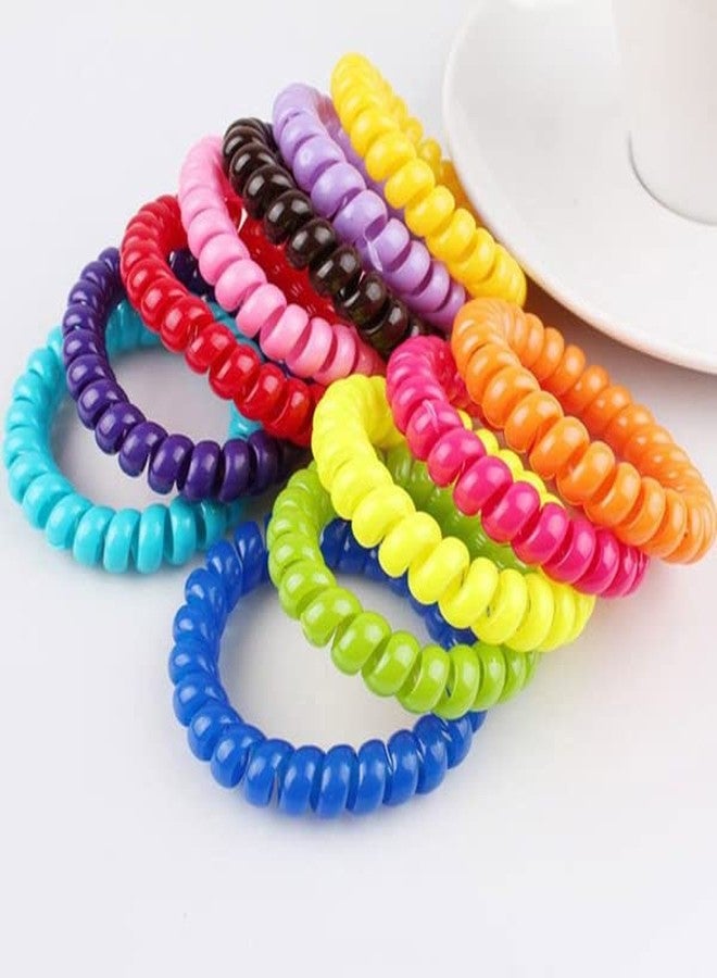 APSAMBR Colorful Style Girl's Ponytail Candy-color 5pcs Head Band Durable Girl's Coiled Hair Hair Rubber Band Elastic Hair Circle Telephone Wire Hair Band Hair Ring - Image 3