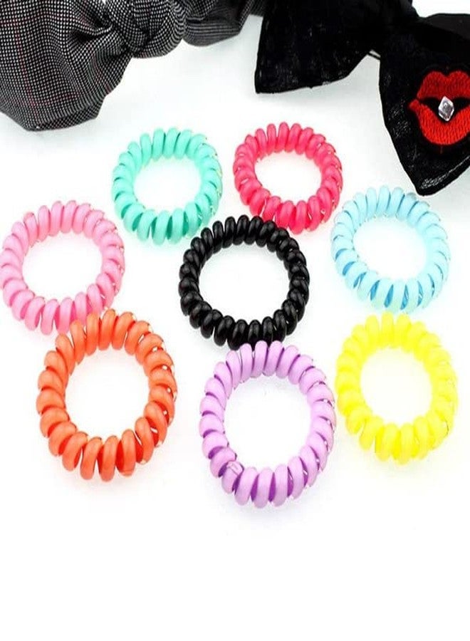 APSAMBR Colorful Style Girl's Ponytail Candy-color 5pcs Head Band Durable Girl's Coiled Hair Hair Rubber Band Elastic Hair Circle Telephone Wire Hair Band Hair Ring - Image 2