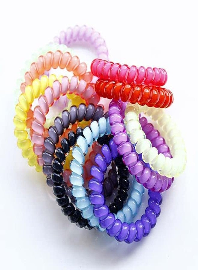 APSAMBR Colorful Style Girl's Ponytail Candy-color 5pcs Head Band Durable Girl's Coiled Hair Hair Rubber Band Elastic Hair Circle Telephone Wire Hair Band Hair Ring - Image 1